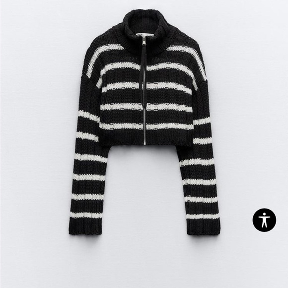 Zara Cropped Striped Knit Cardigan NWT - Picture 1 of 4